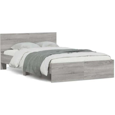 Image of vidaXL Bed Frame with Headboard and LED Grey Sonoma 120x200 cm