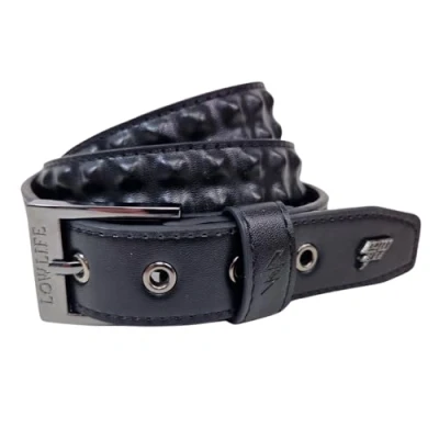 Image of Lowlife Cover Up Slim Leather Belt in Black