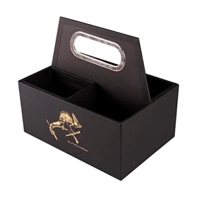 Image of Clairefontaine 116031C A Mixed Multifunction Nomad Storage Box in Black Cardboard 22 x 14 19 cm 2 Removable Dividers Pencil Pot Home Office Flying Spirit Collection