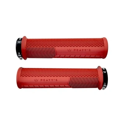 Image of Peaty&#039;s Monarch Grips Red/Knurl/Thin Race Control, Durable, Ergonomic Finger Bars, Comfort Thumb Pad, All Day Riding, Weather &amp; Terrain, MTB Enduro Downhill Ebike Mountain Bike