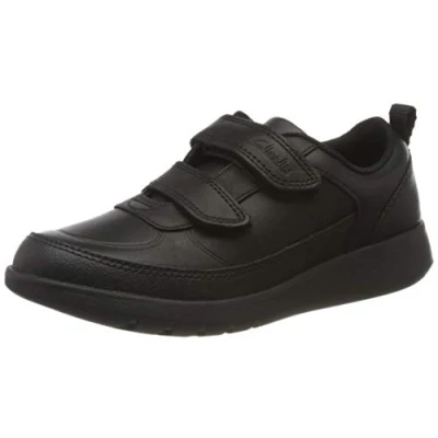 Image of Clarks Boy&#039;s Scape Flare Low Top Sneakers, Black Leather Leather, 2.5 UK