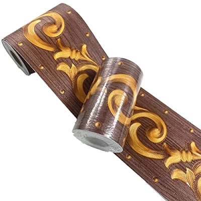 Image of Mesoar Self Adhesive Elegant Brown Wallpaper Border Wall Peel Stick Molding Home Ceiling Sticker for Bathroom Living Room Kitchen 10cm by 16.4ft