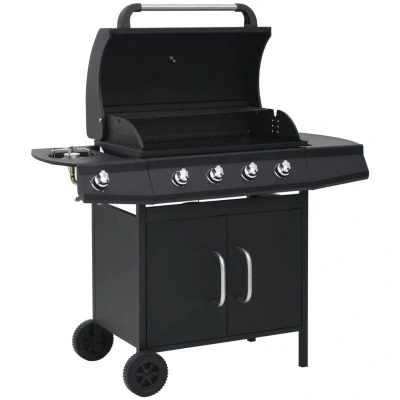 Image of vidaXL Gas Barbecue Grill 4+1 Cooking Zone Black Steel