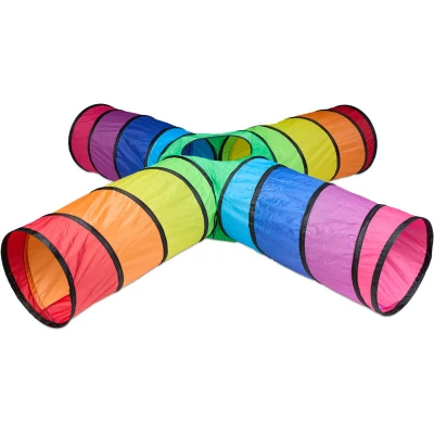 Image of Relaxdays Play Tunnel for Kids, 4 Tubes, Crawling, Children Toy, Boys and Girls, Robust Polyster, Pop Up, Colourful