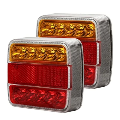 Image of Qiping 2 Pack 12V LED Trailer Tail Lights with E Mark, 5 Function Truck Rear Light Waterproof for Tractor, Caravan, Farm Vehicles