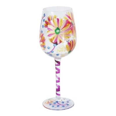 Image of Lesser &amp; Pavey Lynsey Johnstone Summer Daisies Wine Glass for Home, Kitchen, Restaurant Parties Lovely Glassware Drinks Ideal Gift Women, Men, Wedding Christmas