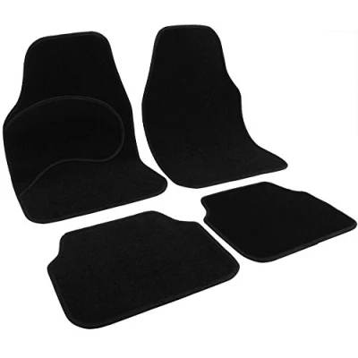 Image of WOLTU Universal Car Floor Mats Set of 4 Protectors or Van Carpet Covers Black Accessories with Edging, 67x45cm, 34x41cm