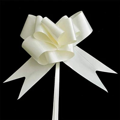 Image of SHATCHI Large 30mm/3cm Ribbon Pull Bows for Party Wall, Gift Wraps, Christmas Trees, Wedding, Birthday Hampers Decoration Florist, Ivory, 20pcs
