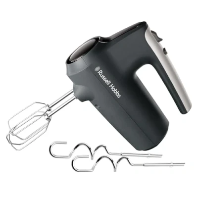 Image of Russell Hobbs Hand Mixer (Electric whisk for baking, 5 Speeds + Turbo Mode, Dishwasher safe chrome beaters &amp; dough hooks, Bowl heel rest feature, 350W peak power) Desire Matte Charcoal 27151