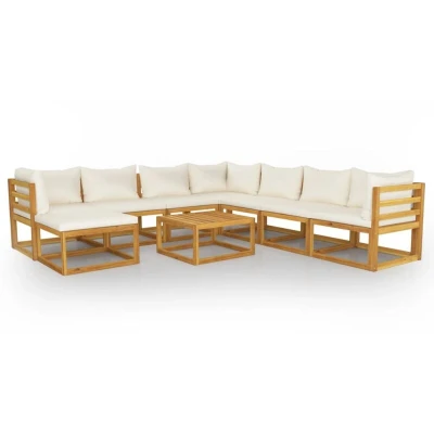 Image of vidaXL 9 Piece Garden Lounge Set with Cushions Solid Wood Acacia