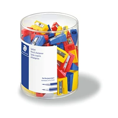 Image of Staedtler 51050KP100 Sharpener for Pencil Holder Box Pack of 100 in Assorted Colours