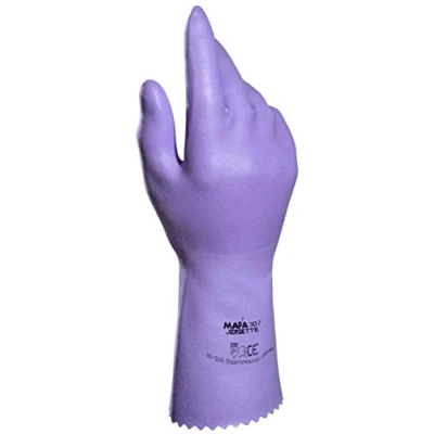 Image of MAPA Professional JERSETTE 307 Latex Cleaning and Maintenance Gloves, Liquid proof, Mauve (Pale Purple) Size 9 Protective Safety Work Gloves (1 Pair)
