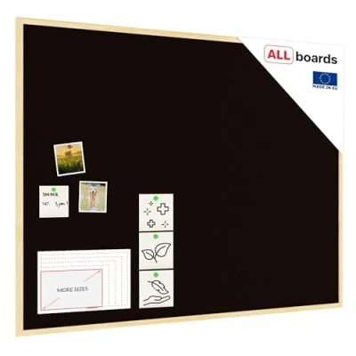 Image of ALLboards Cork Board Black with Wooden Frame 120x90cm, Corkboard Bulletin Notice