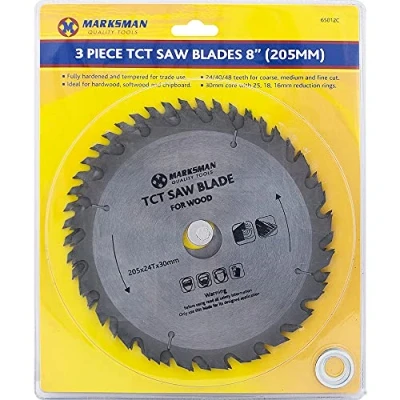 Image of NEW SET OF 3 TCT SAW CIRCULAR BLADES 8 INCH CUT CUTTING WOOD