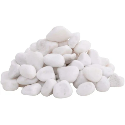 Image of vidaXL Polished Pebbles 10 kg White 2 5 cm