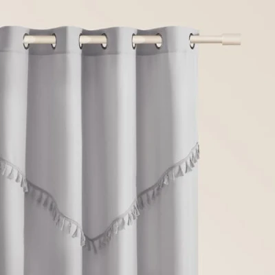 Image of ROOM99 Chloe Curtain with Silver Eyelets, 140 x 260 cm Width Height Blackout Sliding Curtains, Decorative Modern for Living Room, Bedroom, Light Grey
