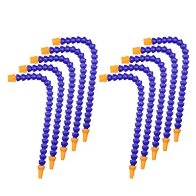 Image of TOPPROS Pack of 10 Round Nozzle 3/8 PT Plastic Flexible Oil Coolant Pipe Hose Blue Orange