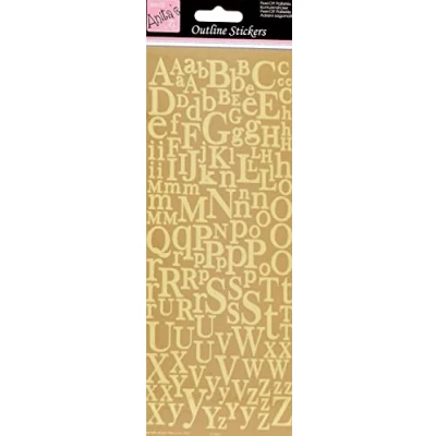 Image of Anitas Outline Stickers, Mixed Serif Alphabets, Gold, For Scrapbooking, Card Making, Kids Play, Homework, Art, Craft, Embelish, Decorative, Paper, Card, Glass, Metal, Plastic, Foam
