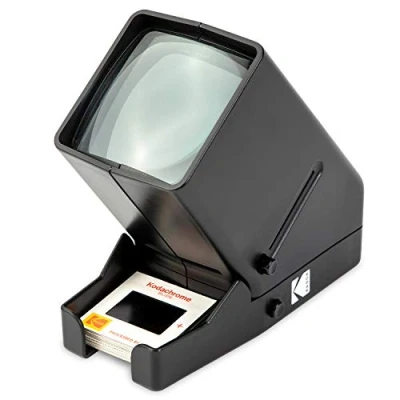 Image of Kodak RODESV25 35 mm Slide Projector and Film Viewing Device, Battery Operated, 3x Magnification, LED Illuminated Display, for Slides Negatives, Black
