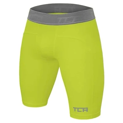 Image of TCA Men&#039;s Pro Performance Compression Base Layer Thermal Under Shorts Lime Punch, S