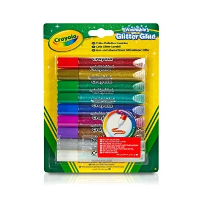 Image of CRAYOLA Washable Glitter Glue Assorted Colours (Pack Of 9) Add Some Extra Sparkle To Your Arts &amp; Crafts! Ideal Kids Aged 3+
