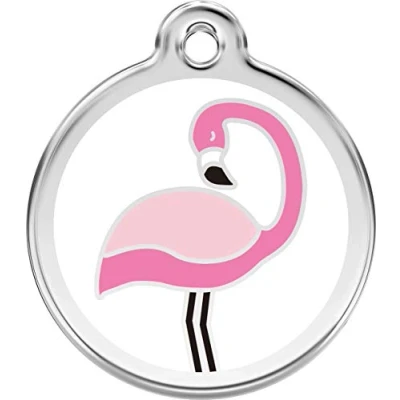 Image of RedDingo White Flamingo Dog Tag Small 1 Item