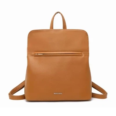 Image of Miss Lulu Women&#039;s Fashion Backpack Waterproof Multi Pockets Casual Daypack Shoulder Bag for Ladies Girls (Brown)