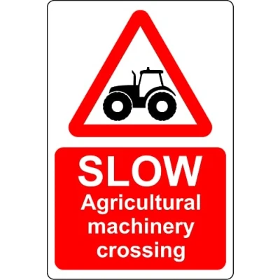 Image of Slow agricultural machinery crossing Farm safety sign 3mm Aluminium (600mm x 400mm)