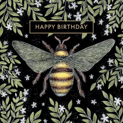 Image of Female Birthday Card General for Women Honey Bee by Catherine Rowe Special Finish Made in the UK