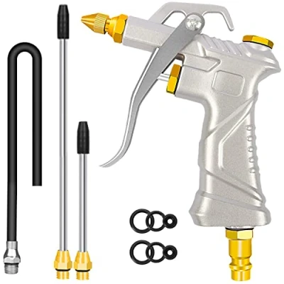 Image of Air Blow Gun Compressor Accessories Nozzle Duster Tools Cleaner, with 1 &amp; 3 Flow Extension, for Professional Cleaning Tool (Silver)