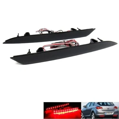 Image of 2x Black Smoked Lens Rear Bumper Reflector LED Fog Tail Stop Brake Light DRL For 2009 12 Astra VI J 5D Hatchback