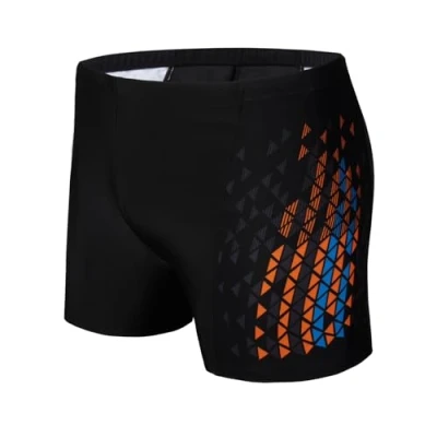 Image of AMZSPORT Swimming Trunks Men, Quick Dry Swim Shorts Beach Board Swimwear, Blackorange XXL