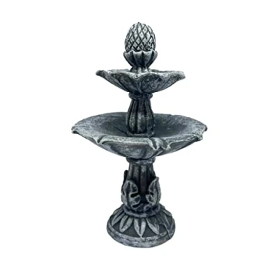 Image of Melody Jane Dolls Houses Grey Stone Bird Bath Miniature Garden Accessory
