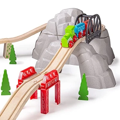 Image of Bigjigs Rail Rocky Mountain Wooden Train Track Expansion Pack 12 Piece for Sets, Quality Accessories