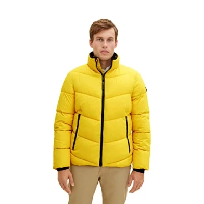 Image of TOM TAILOR Men&#039;s Puffer Jacket with Stand up Collar 1032482, 30028 Pleasant Yellow, M