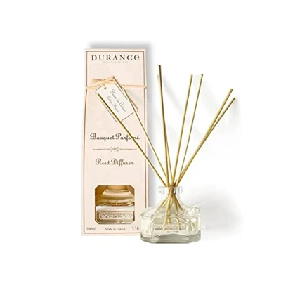 Image of Durance Scented Reed Diffuser 100ml Cotton Flower Fragrance Bouquet Glass Bottle &amp; 8 Wooden Sticks Aromatherapy Air Freshener Room
