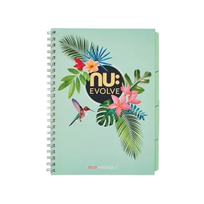 Image of nu: Notebooks Evolve Tropical Range Recycled A4 Projectbook Green 120 Pages 80 GSM