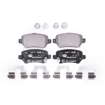 Image of 101720109 brake pad set HELLA 8DB 355 018 781 with acoustic wear warning caliper screws accessories VAUXHALL: Zafira Mk2