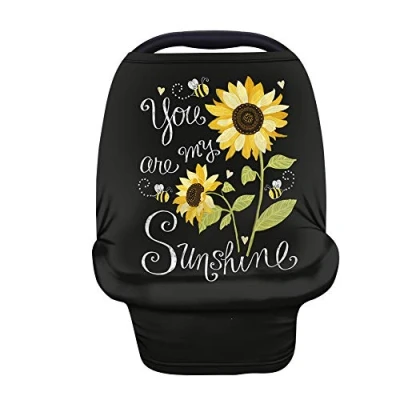 Image of Binienty Multi use Baby Nuring Cover, Dust Proof &amp; Sun Protection Stroller Covers, Infants Carseat Canopies, You are My Sunshine Sunflower Print