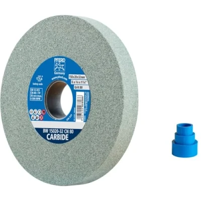 Image of PFERD Sanding Disc 150 x 20 32 mm, Carbide, Grain Size 80, Silicon 39009724 for Working Hard Materials with Integrated Reducing Sleeves (25/20/16 mm)