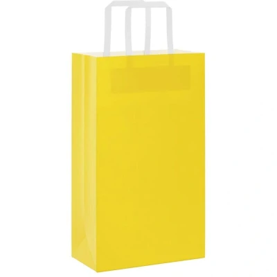 Image of vidaXL Paper Bags 250 pcs with Handles Yellow 21x11x31 cm