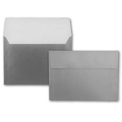 Image of NEUSER PAPIER 50x envelopes DIN C5 Silver metallic 16.2 x 22.9 cm self adhesive glossy for large invitations and cards birthdays or weddings