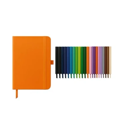 Image of Top Sale A5 Soft Cover 160 Pages (80 Sheets) Lined Notebook with Elastic Closure Band, Pen Holder and Matching Ribbon Marker (Orange)