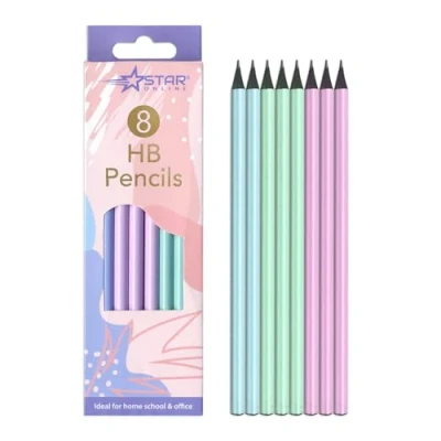 Image of Star Online 8 X Pastel Colours HB Pencils Blue, Pink And Green Aesthetic Stationery