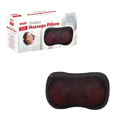 Image of Bauer Professional Shiatsu Back, Neck &amp; Shoulder Massage Pillow / 4 Nodes, 3 Programs/Relaxing Infrared Heating Function/Pain Relief for Home, Office or Travel
