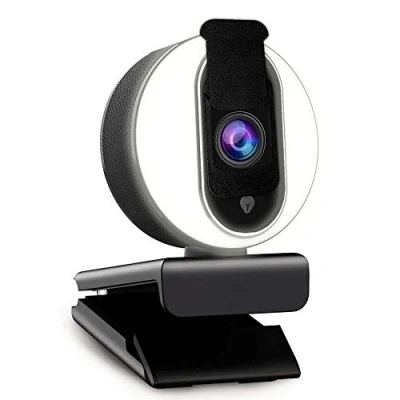 Image of NexiGo 1080P Webcam with Ring Light, Privacy Cover and Dual Microphone, Advanced Auto Focus, Adjustable Brightness, 2021 Streaming Web Camera for Zoom Skype Facetime, PC Mac Laptop Desktop