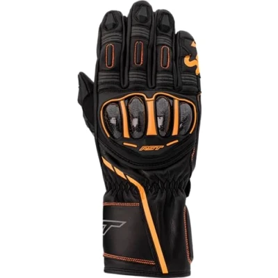 Image of RST S1 CE Mens Leather Motorcycle Gloves (2XL, Black, Grey, Neon Orange)