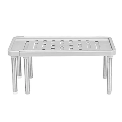 Image of Adjustable Removable Under Sink Storage Tidy Shelf Kitchen Rack Organiser (Gray)