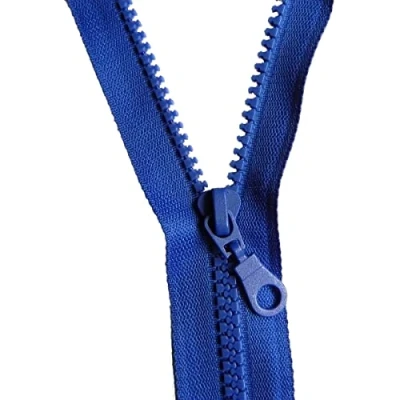 Image of 60 cm Zipper, Open Ended Separating Plastic Chunky Zip, Size No #5 Auto Lock Sliders, Moulded Teeth (Blue Royal)