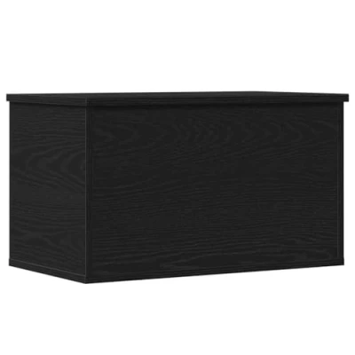 Image of vidaXL storage box with lid black oak mdf rectangular chest 60x35x35cm for bedroom/living room/hallway modern furniture organizer